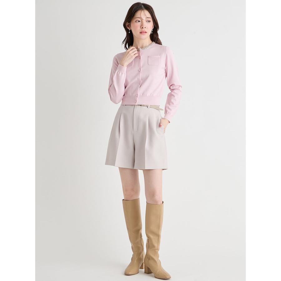 セルフォード　【UVカット】シルクブレンドビジューネックカーディガン UVカット】シルクブレンドビジューネックカーディガン(ニットプル