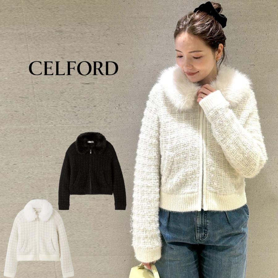 CELFORD（セルフォード） SALE30%OFF ファー衿付きツイードニット
