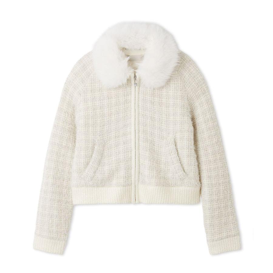 ツイードニットブルゾン CELFORD（セルフォード） SALE30%OFF ファー衿付きツイードニット