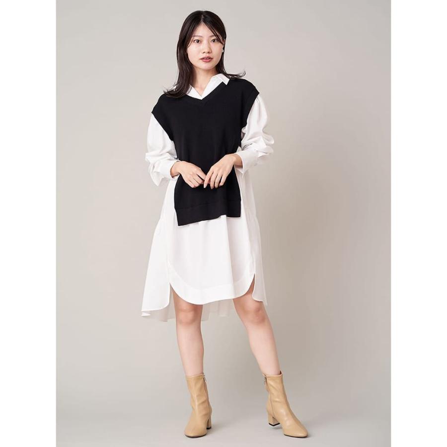 CELFORD ブラウスドッキングワンピース(白×黒) CELFORD（セルフォード） SALE50%OFF CELFORD ベストドッキングシャツ