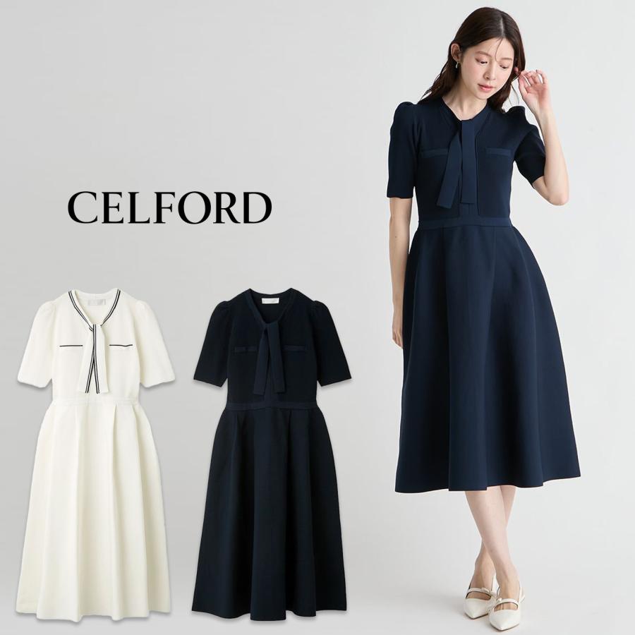 CELFORD（セルフォード） 洗える ボウタイニットワンピース cwno262010
