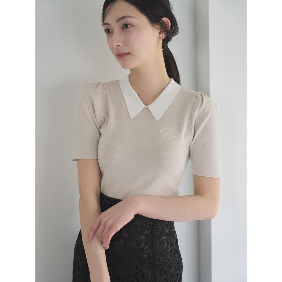 CELFORD（セルフォード） SALE50%OFF カリグラフィー刺繍衿付きニット