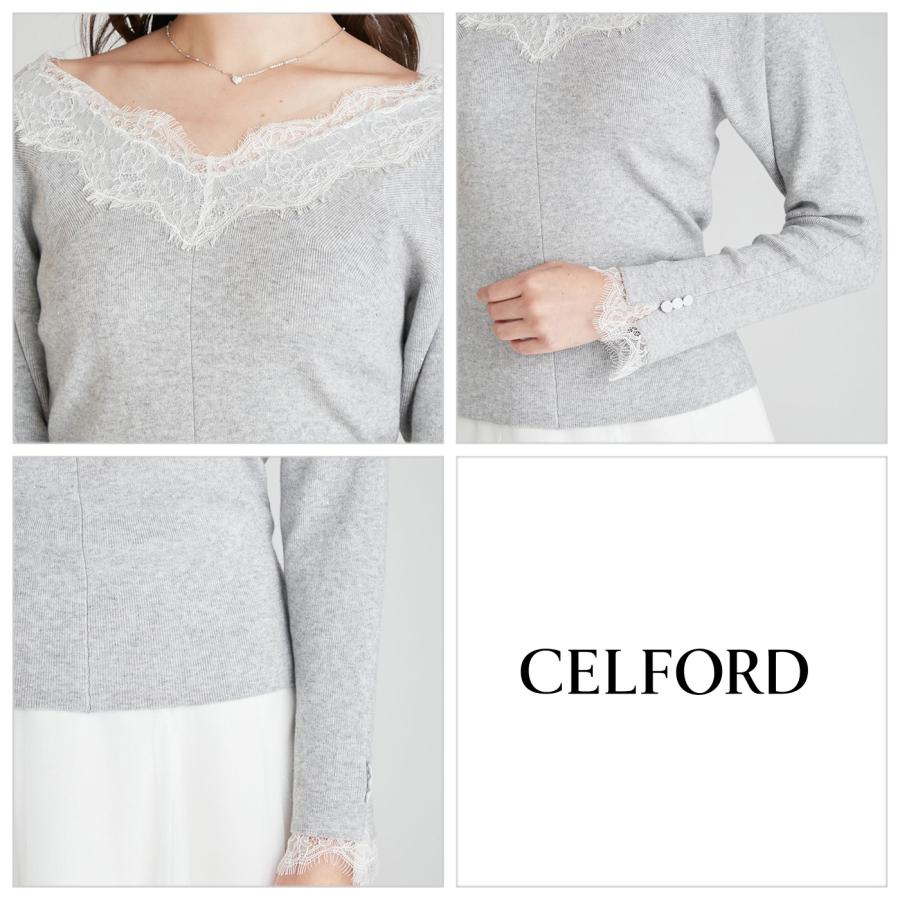 CELFORD（セルフォード） レーストリムリブニットプルオーバー