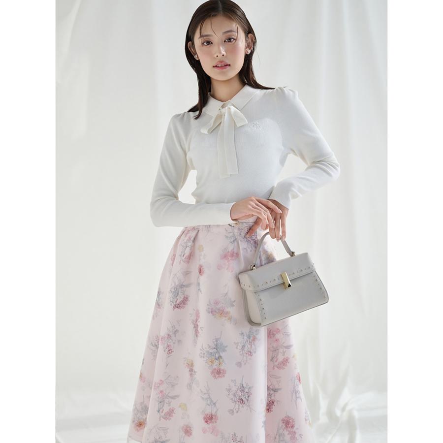 CELFORD*セルフォード シフォン長袖ブラウス ボウタイリボン ホワイト 