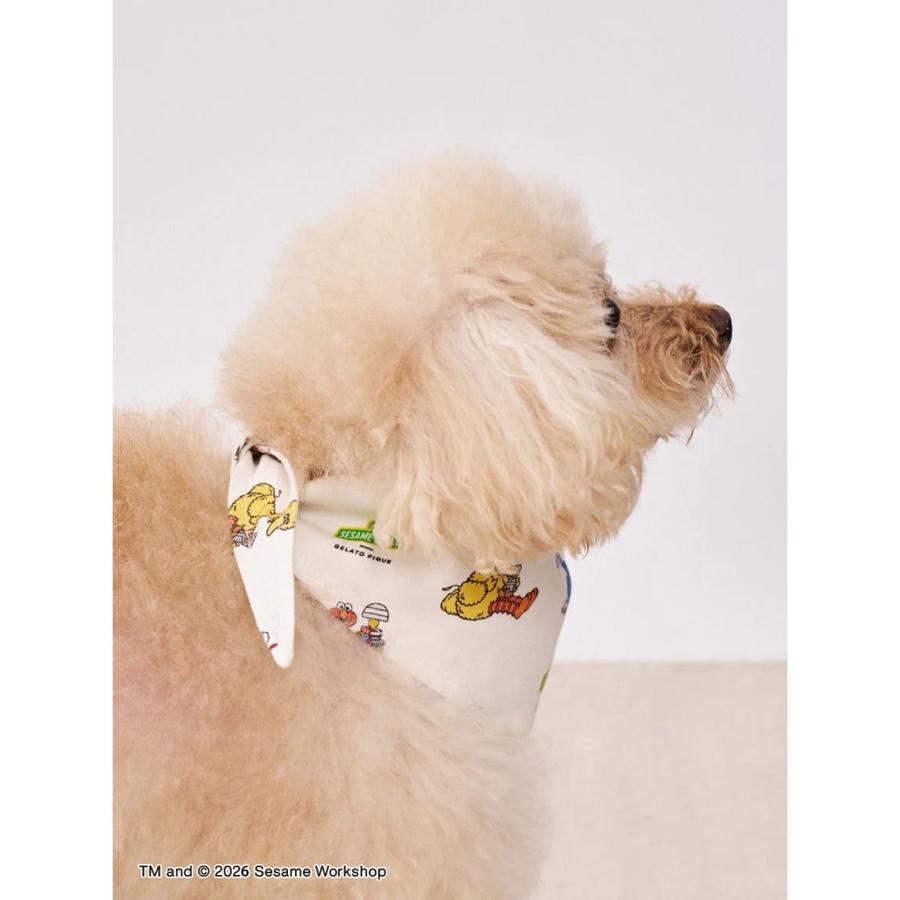 No.3310☘️ 犬猫用 バンダナ Sサイズ ダルメシアン ＆ 花柄ベージュ gelato pique（ジェラートピケ） CAT＆DOG SESAME STREET バンダナ