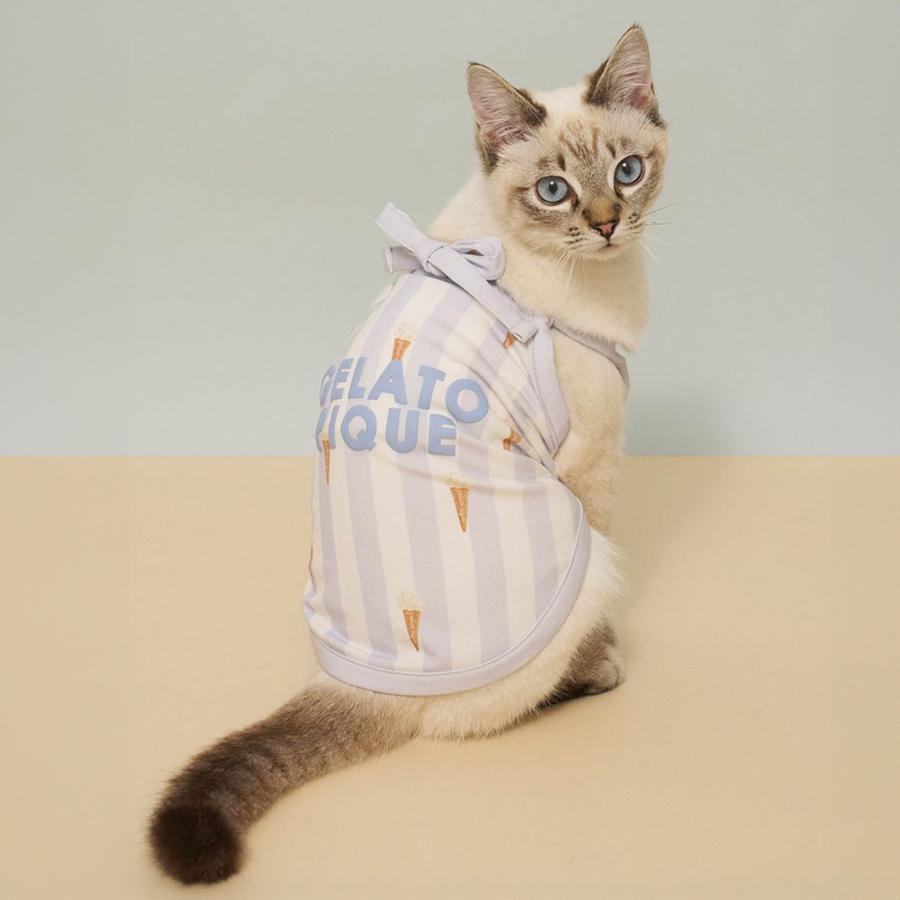 gelato pique（ジェラートピケ） CAT&DOG 接触冷感 ストライプ柄