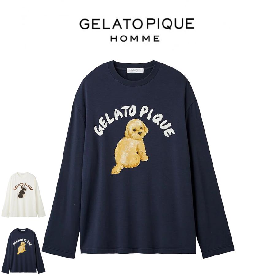 ジェラートピケ オム メンズ DOGワンポイントプリントロングパンツ ジェラピケ パジャマ ルームウェア gelato pique HOMME 送料無料 gelato pique（ジェラートピケ） オム GELATO PIQUE HOMME DOGワン