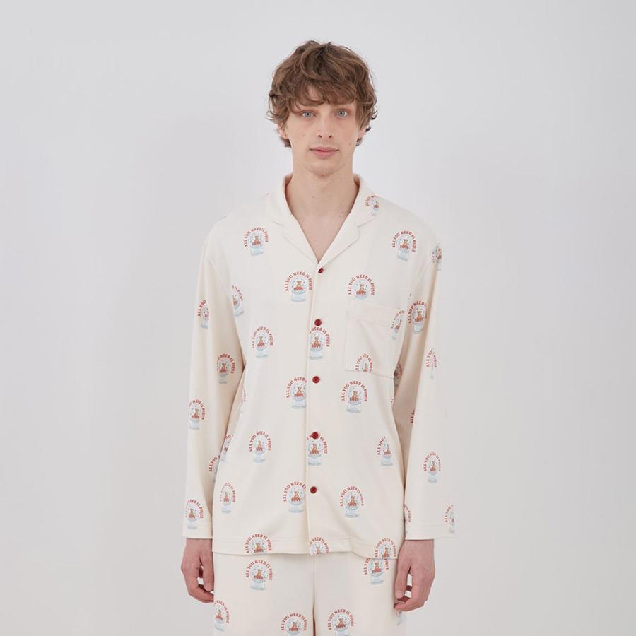 SALE40%OFF ジェラートピケ オム HOLIDAY スノードームベア柄シャツ 