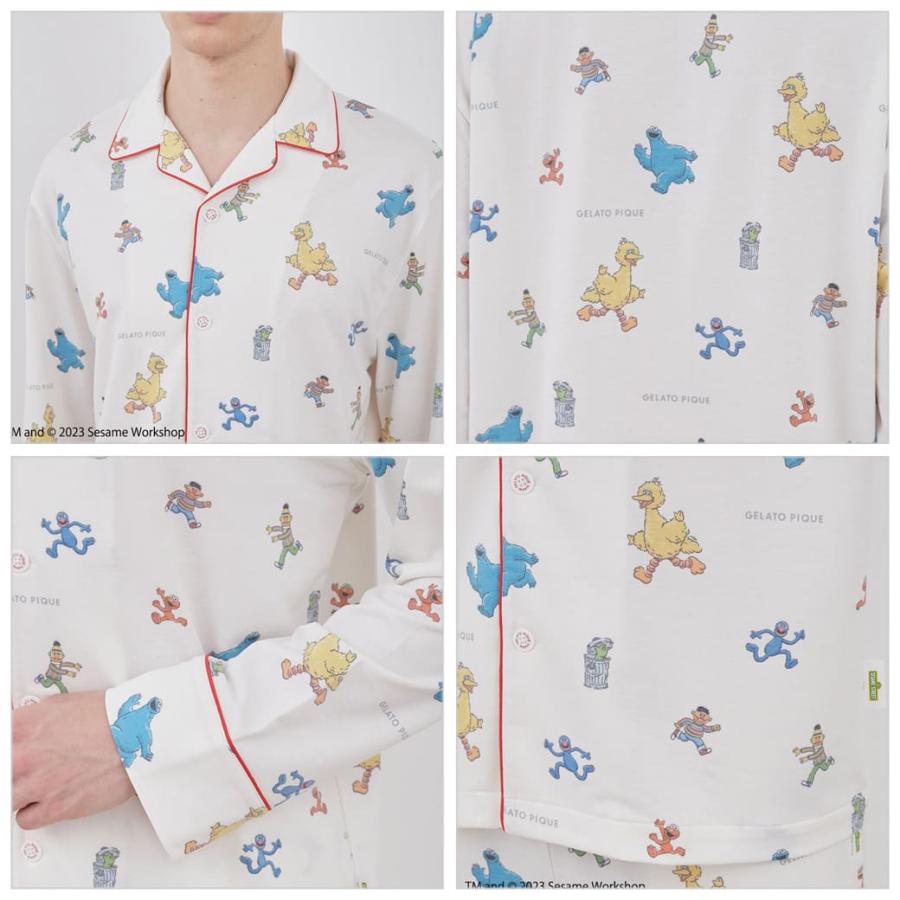 GELATO PIQUE HOMME SESAME STREET 総柄シャツ&ロングパンツセット pmct235926 メンズ ジェラピケ セサミストリート｜selectshopmu｜05