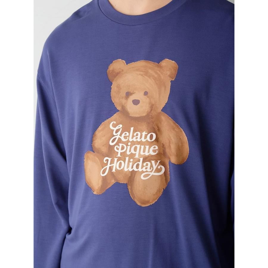 新品　ジェラートピケ　holiday ベア柄ワンポイントロンT くま　bear gelato pique（ジェラートピケ） オム HOLIDAY ベアワンポイントロンT