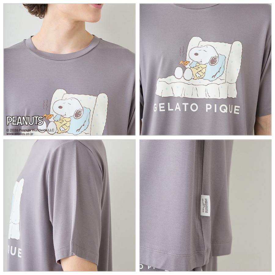 gelato pique（ジェラートピケ） オム PEANUTS 接触冷感 ワンポイントT