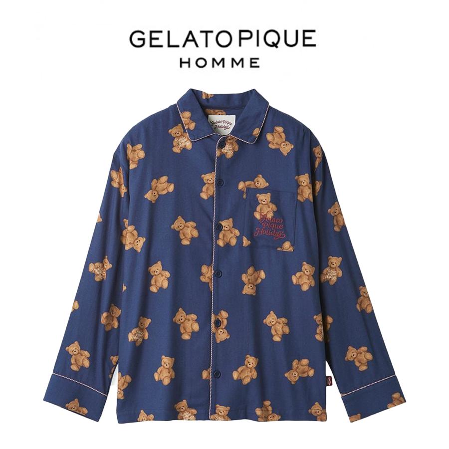 【送料無料】 ジェラートピケ オム メンズ HOLIDAY ベア柄ネルシャツ ジェラピケ パジャマ ルームウェア gelato pique HOMME gelato pique（ジェラートピケ） オム HOLIDAY ベア柄ネルシャツ