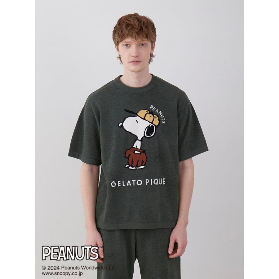 GELATO PIQUE HOMME  PEANUTS BASEBALL ジャガードプルオーバー pmnt242953 メンズ トップス 部屋着 ルームウェア パジャマ スヌーピー コラボ 半袖 ギフト｜selectshopmu｜03