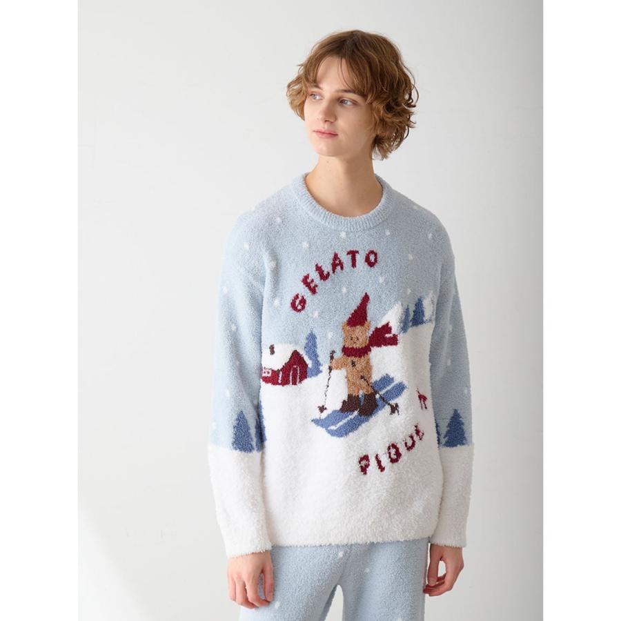 ジェラートピケ　ジェラピケ 新品未使用　ベア　スウェット　上下セット　クリスマス ジェラート ピケのクリスマス、“くまの耳”付きもこもこルームウェア