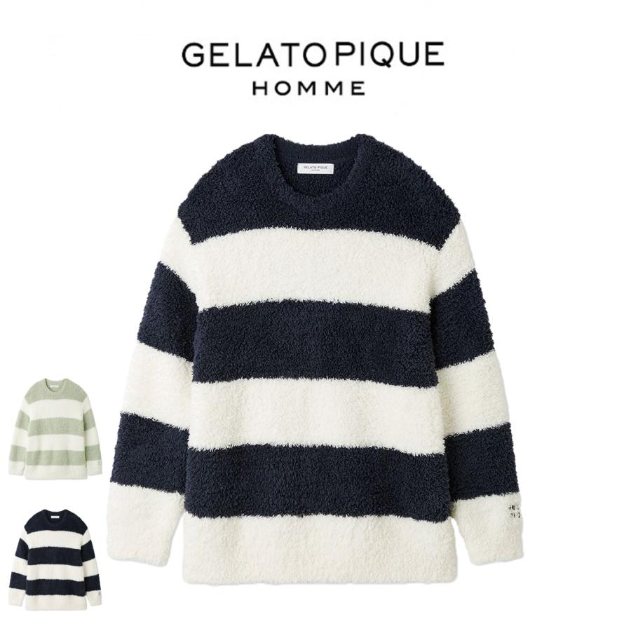 ジェラートピケ　ルームウェア　ネイビー アイボリー　ボーダー　フリーサイズ gelato pique（ジェラートピケ） オム ジェラート2ボーダーパーカー