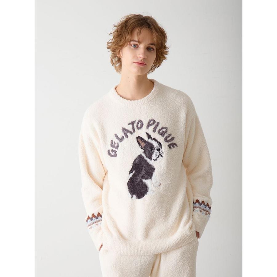 ジェラピケ 新品未開封 パウダーDOG柄ジャガード ルームウェア 上下セット gelato pique（ジェラートピケ）の「パウダーDOG3柄ジャガードプル