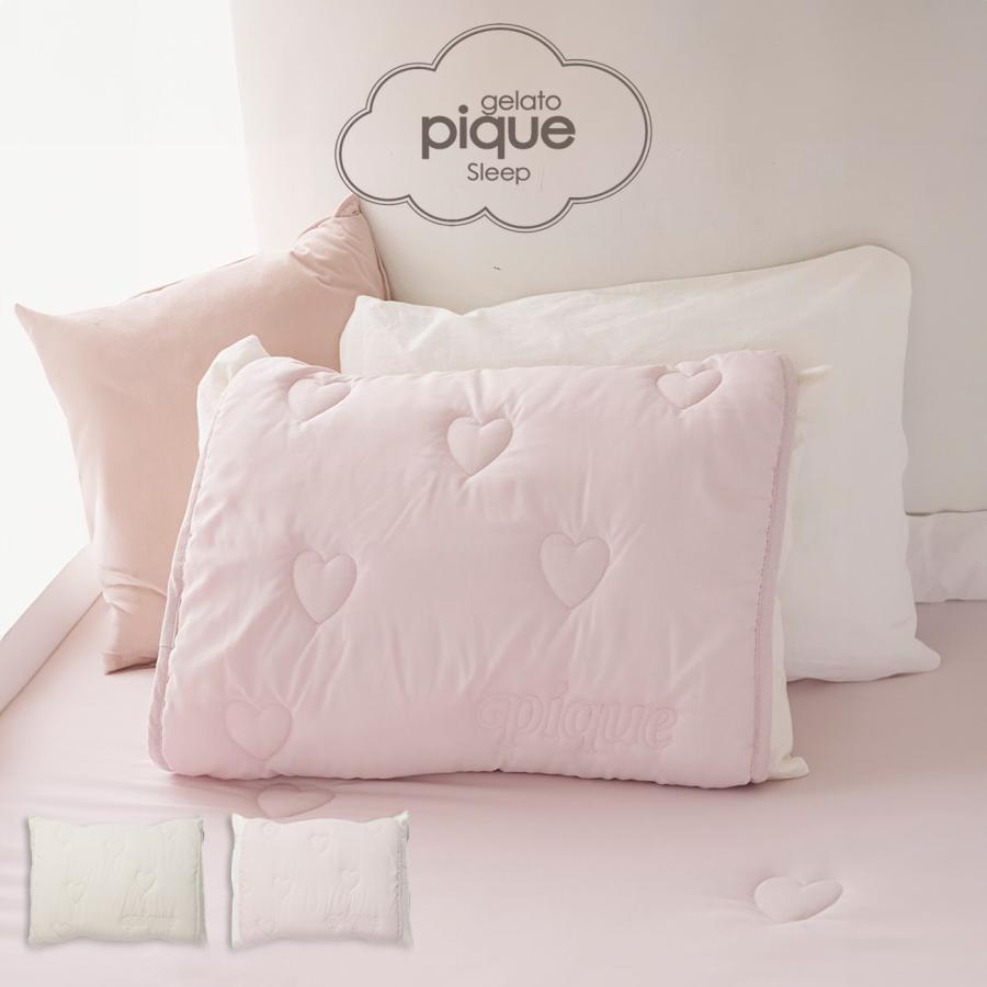 gelato pique ハートロゴ 敷パットとピローパッド ピンク シングル