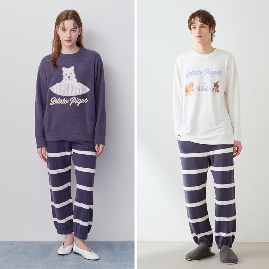 gelato pique（ジェラートピケ） エアリーモコボーダーロングパンツ