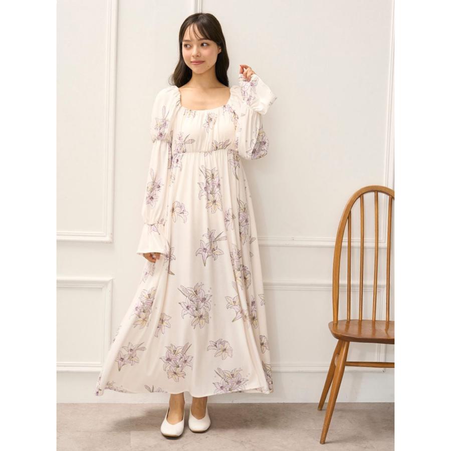 【新品タグ付】ジェラートピケ　ミュシャ　ローズ　マキシワンピ　イエロー gelato pique（ジェラートピケ） MUCHA リリー柄カップインワンピース