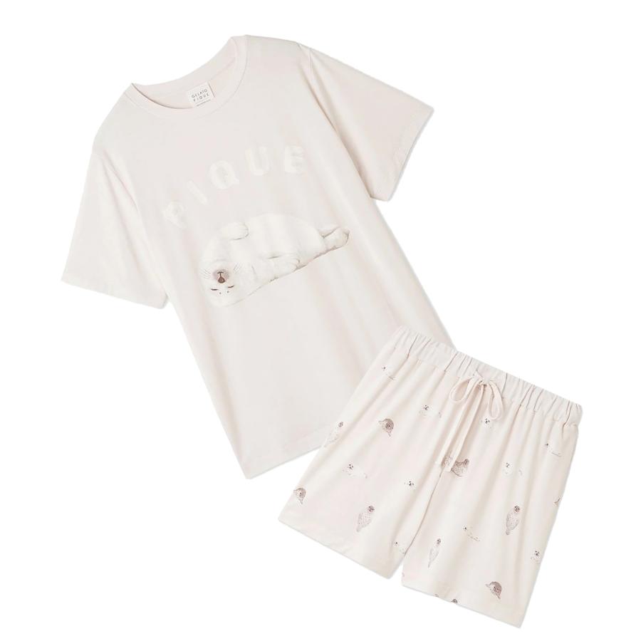 gelato pique あざらし柄　Tシャツ　ショートパンツ　セット gelato pique｜あざらしジャガードプルオーバー&ショートパンツ
