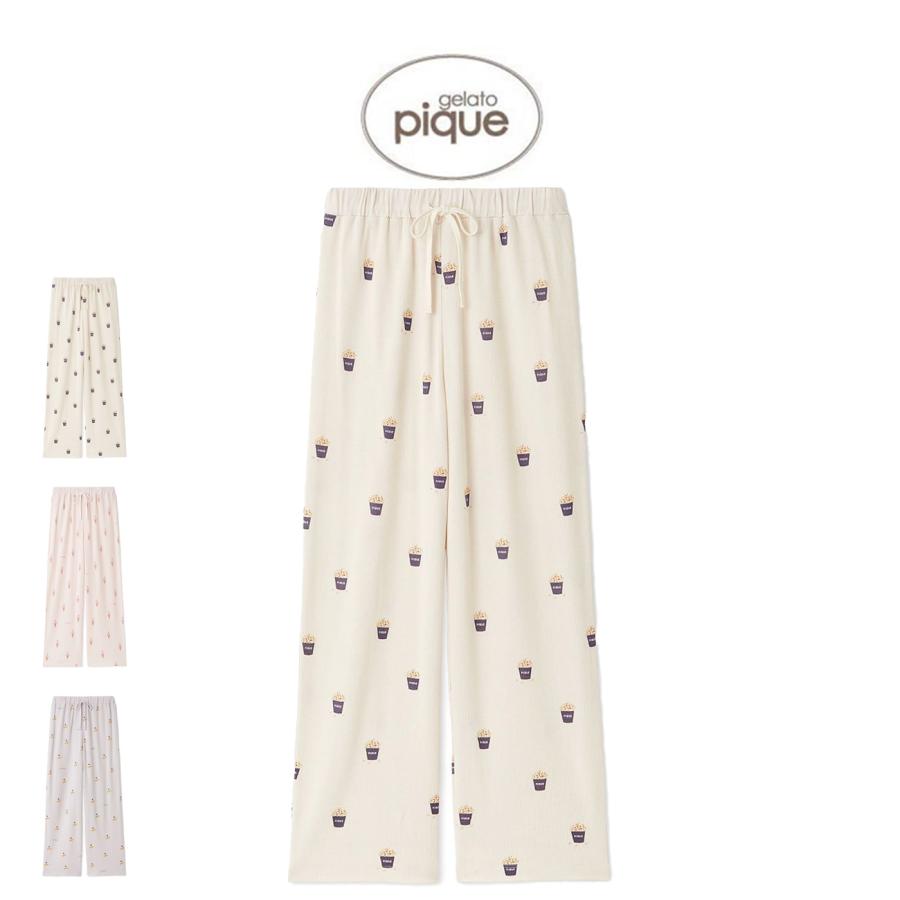gelato pique（ジェラートピケ） モチーフ3柄ワッフルロングパンツ