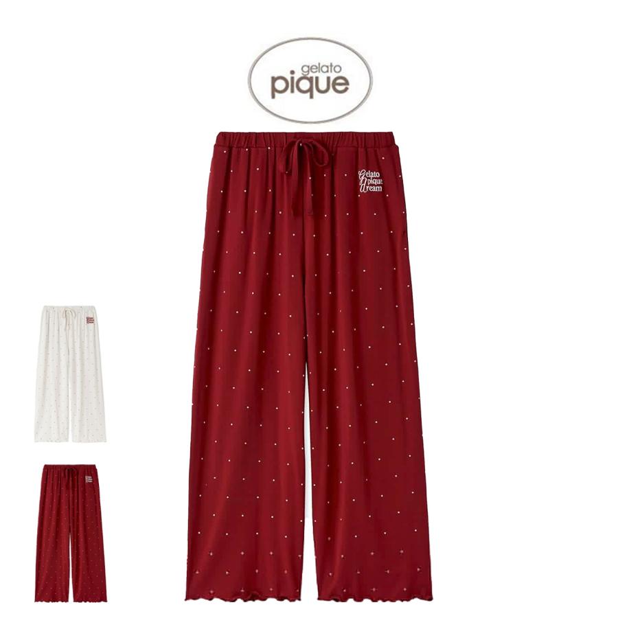 Gelato Pique Dream ルームウェアセット レッド gelato pique（ジェラートピケ） ドット柄ロングパンツ pwcp255308