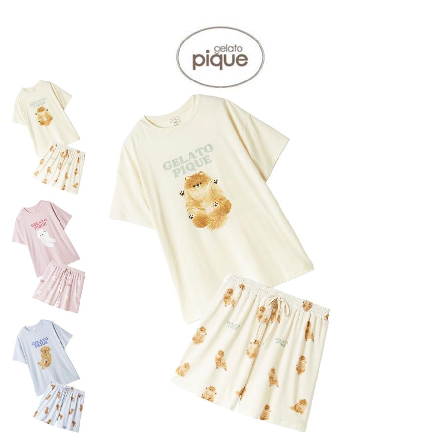 【新品】ジェラートピケ　ドッグワンポイントTシャツ& ドッグ柄ショートパンツ gelato pique（ジェラートピケ） ドッグワンポイントビッグTシャツ