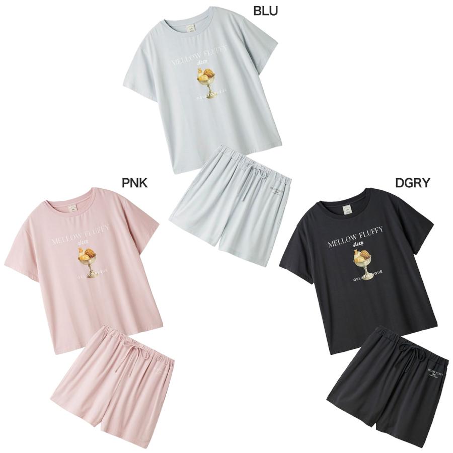 ジェラートピケ 接触冷感 COOLレーヨンデザートロゴTシャツ&ショートパンツセット pwcp262300set pwct262298 ジェラピケ パジャマ 上下セット gelato piqueの画像