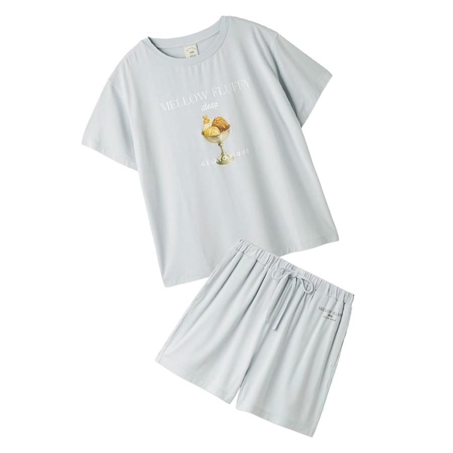 ジェラートピケ 接触冷感 COOLレーヨンデザートロゴTシャツ&ショートパンツセット pwcp262300set pwct262298 ジェラピケ パジャマ 上下セット gelato piqueの画像