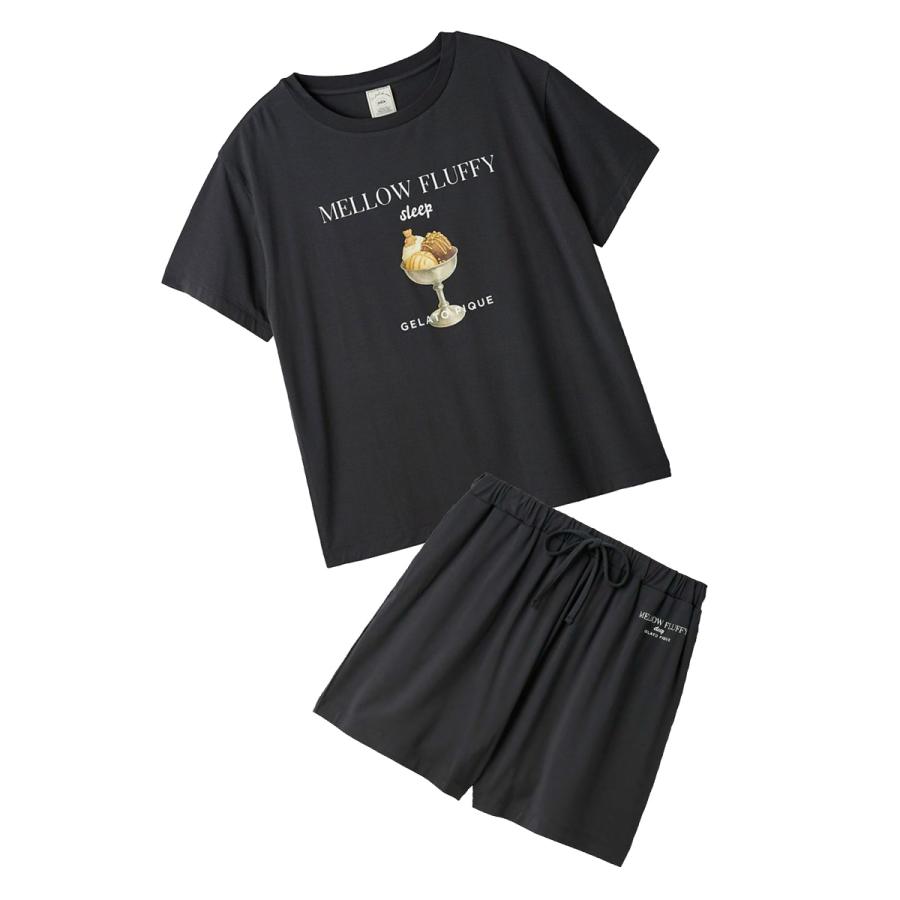 ジェラートピケ 接触冷感 COOLレーヨンデザートロゴTシャツ&ショートパンツセット pwcp262300set pwct262298 ジェラピケ パジャマ 上下セット gelato piqueの画像
