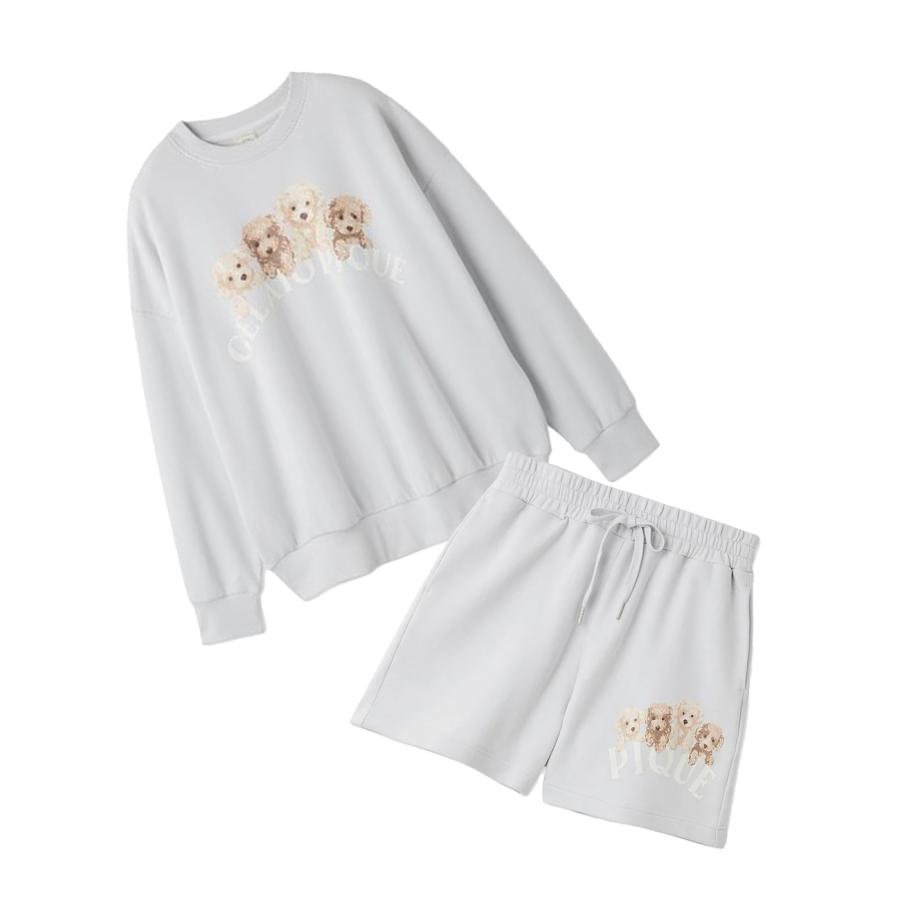 ジェラートピケ トイプードル裏毛プルオーバー&ショートパンツセット