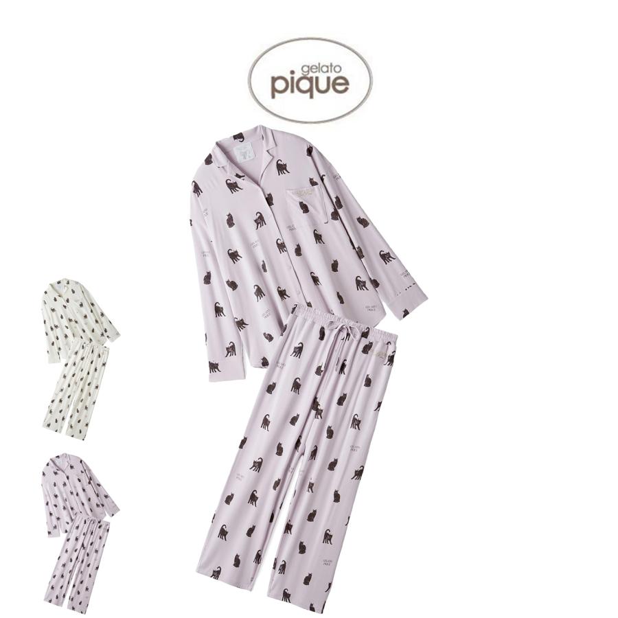 ジェラートピケハロウィンセット　今だけ値下げ gelato pique ジェラートピケ HALLOWEEN CAT総柄ロンT&ロングパンツ