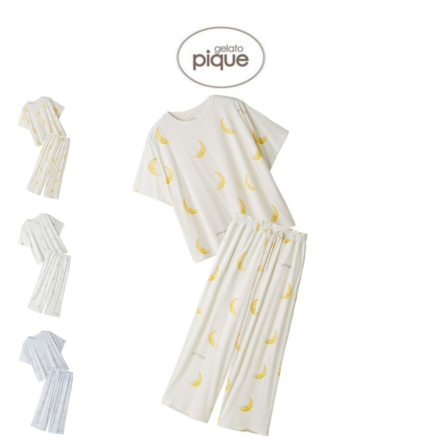 ジェラートピケ gelato pique モチーフ３柄Tシャツ&ロングパンツ pwct254270set pwcp254272 ジェラピケ ルームウェア 上下セット パジャマ 2025秋 プレゼントにおすすめ gelato pique（ジェラートピケ） SALE20%OFF モチーフ3柄Tシャツ