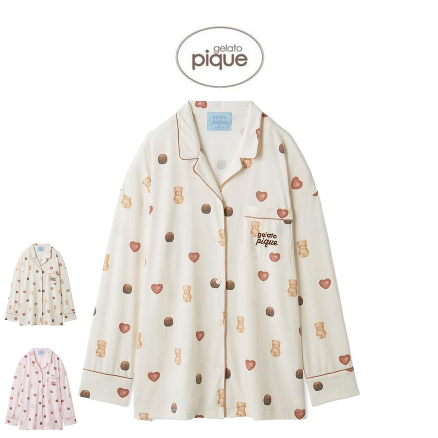 【新品未使用】ジェラートピケ　バレンタインシリーズ　シャツパジャマ gelato pique（ジェラートピケ） gelato pique Valentine 総柄シャツ