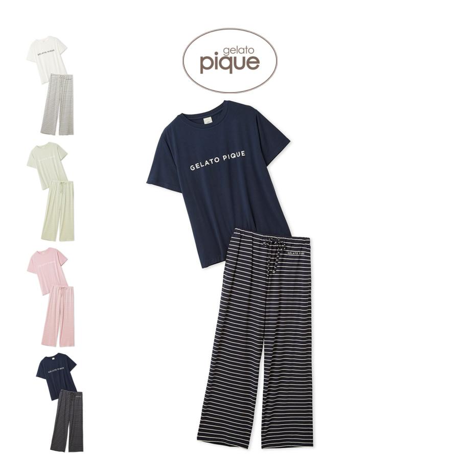 gelato pique（ジェラートピケ） レーヨンロゴTシャツ&ボーダーロング