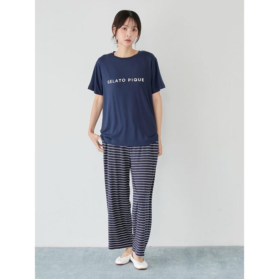 gelato pique（ジェラートピケ） レーヨンロゴTシャツ&ボーダーロング