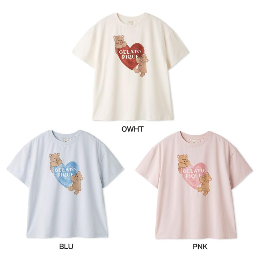 gelato pique（ジェラートピケ） 接触冷感 BEAR HEARTワンポイントT