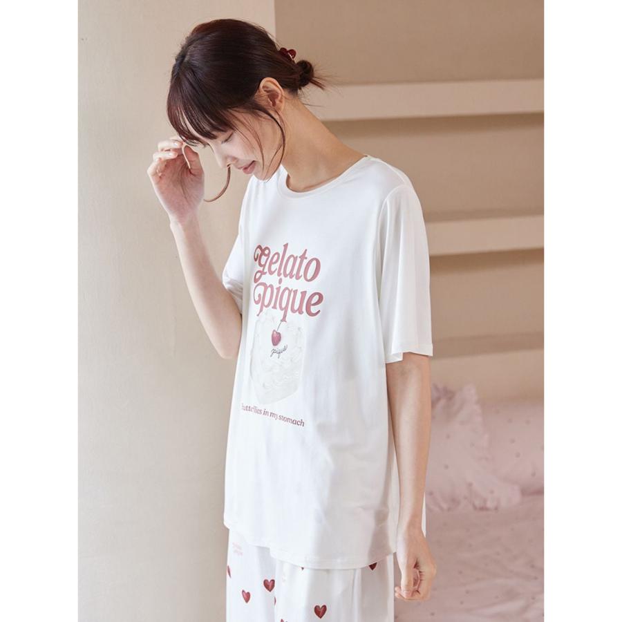 gelato pique（ジェラートピケ） 接触冷感 ケーキワンポイントTシャツ