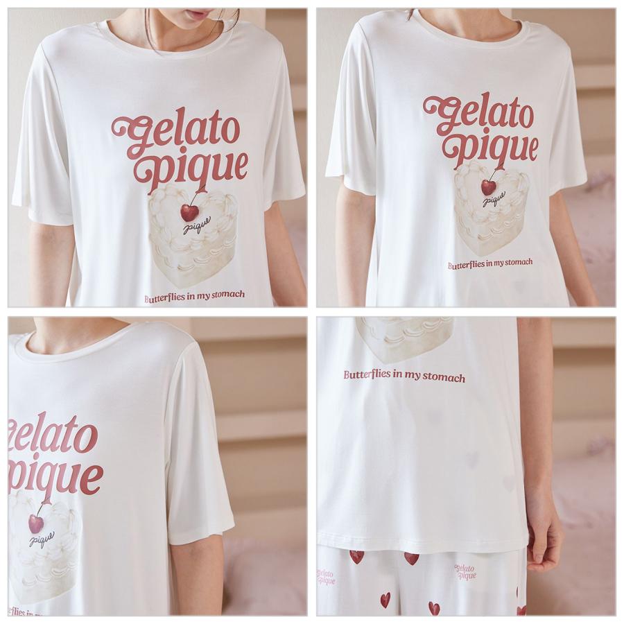gelato pique（ジェラートピケ） 接触冷感 ケーキワンポイントTシャツ