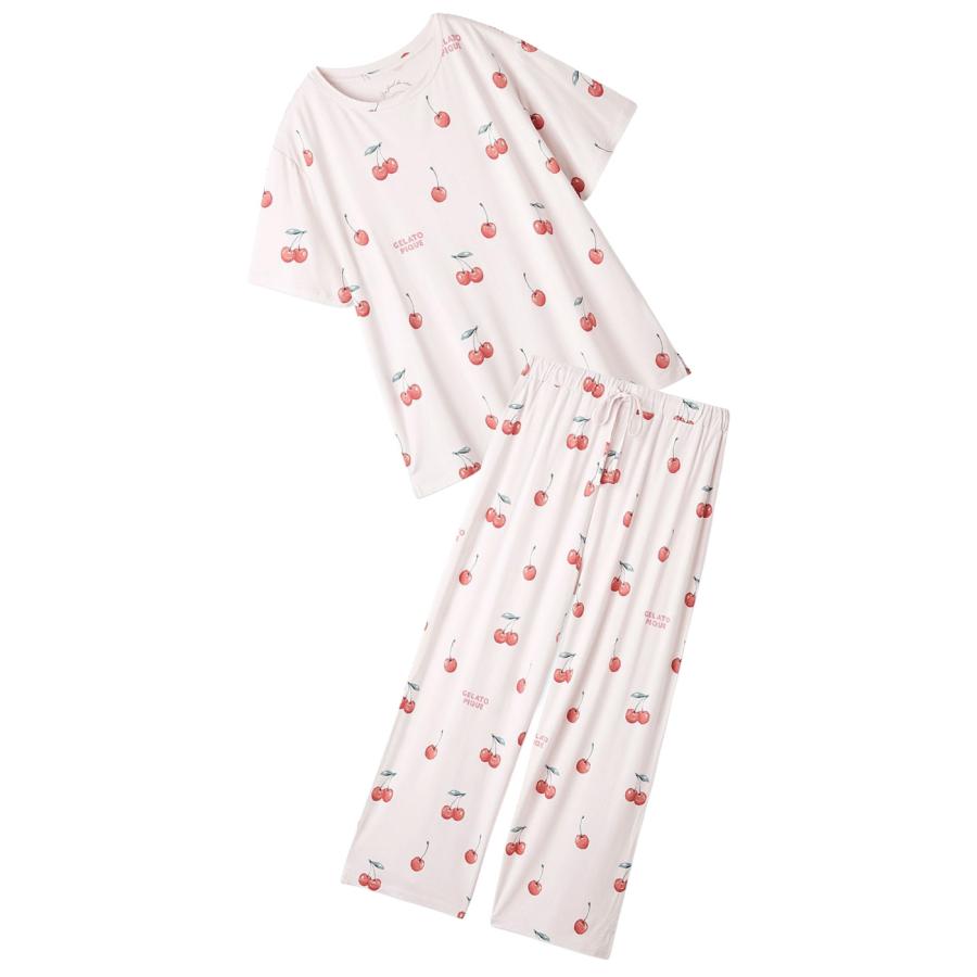 gelato pique（ジェラートピケ） 接触冷感 フルーツ3柄Tシャツ&ロング
