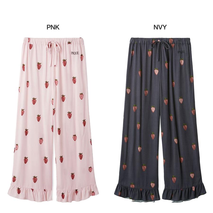 gelato pique（ジェラートピケ） ストロベリー柄ツイルロングパンツ