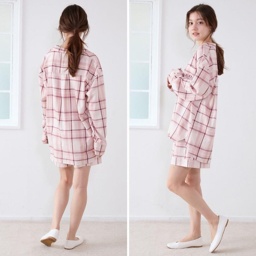 gelato pique チェック柄ルームウェアセット　ツイード　ピンク gelato pique チェック柄ルームウェアセット ツイード ピンク