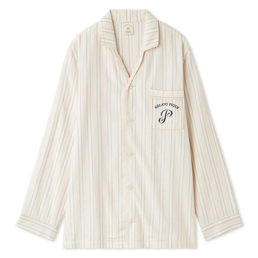 piqué ストライプルームウェアセット ストライプ ルームウエア パジャマ セット ブラウン｜ジェラートピケ