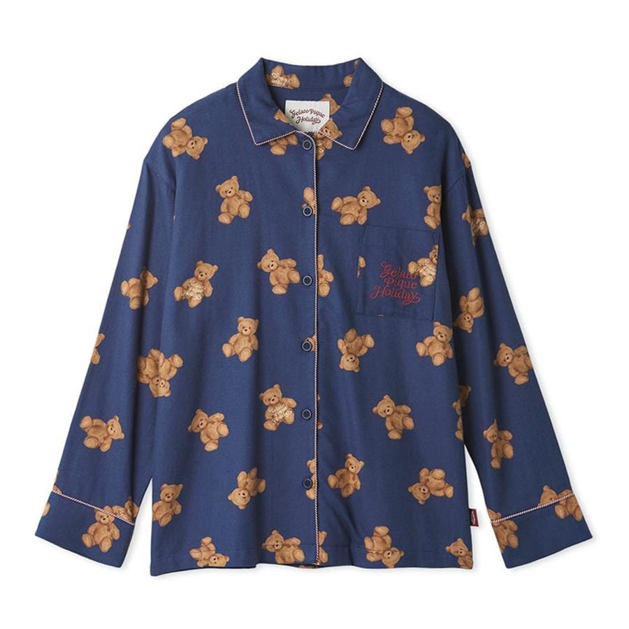 PIQUEベア柄 セットアップ 新品未使用 ジェラートピケ gelato pique（ジェラートピケ） HOLIDAY ベア柄ネルシャツ pwft255334