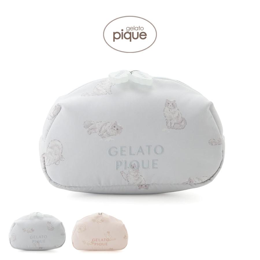 ジェラートピケ gelato pique バスタイムCAT柄ポーチ pwgb264555 ジェラピケ メイクポーチ コスメポーチ 小物入れ 化粧ポーチ