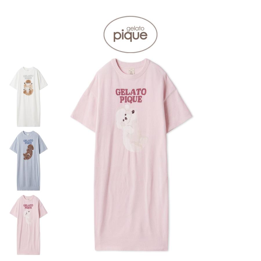 pique ルームウェア　ジェラピケ♡ジェラートピケ　ピンク　犬 gelato pique（ジェラートピケ） ドッグジャガードワンピース