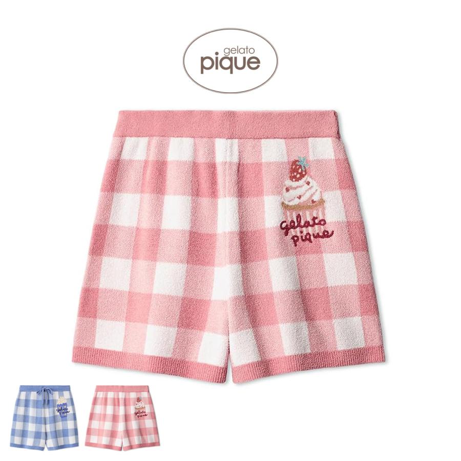 ジェラートピケ ジェラピケ ギンガムチェック 上下 セットアップ ルームウェア gelato pique - ジェラートピケ ギンガムチェック ピンク 上下セット