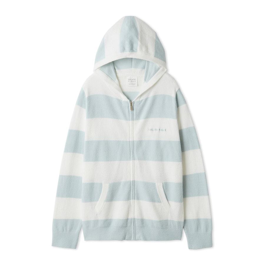 新品　gelato pique　ジェラート２ボーダーパーカー　ブルー　タグ付き ジェラートピケ gelato pique スムーズィー2ボーダーパーカ （ブルー