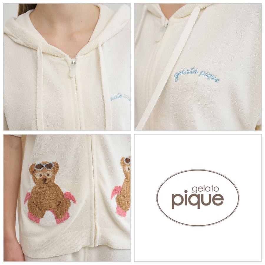 gelato pique（ジェラートピケ） サマーベアジャガード半袖パーカー