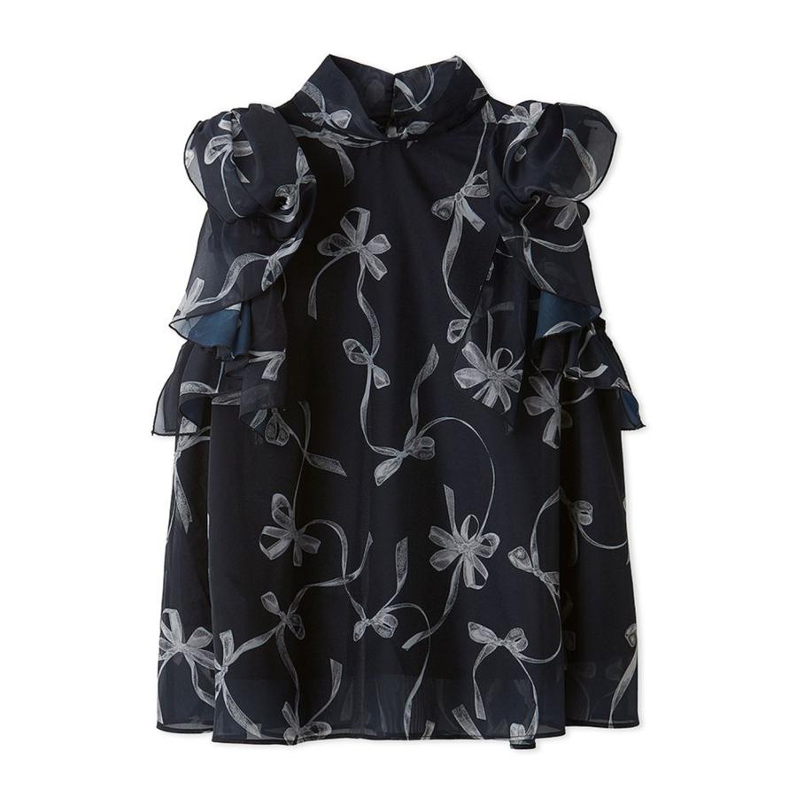 SNIDEL スナイデル　リボンスリーブオーガンシースルーブラウス セール】リボンスリーブオーガンシースルーブラウス（シャツ